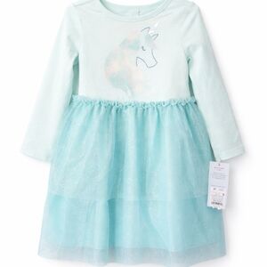 NWT Toddler Girls Unicorn Tulle Dress Mint Blue Sparkle